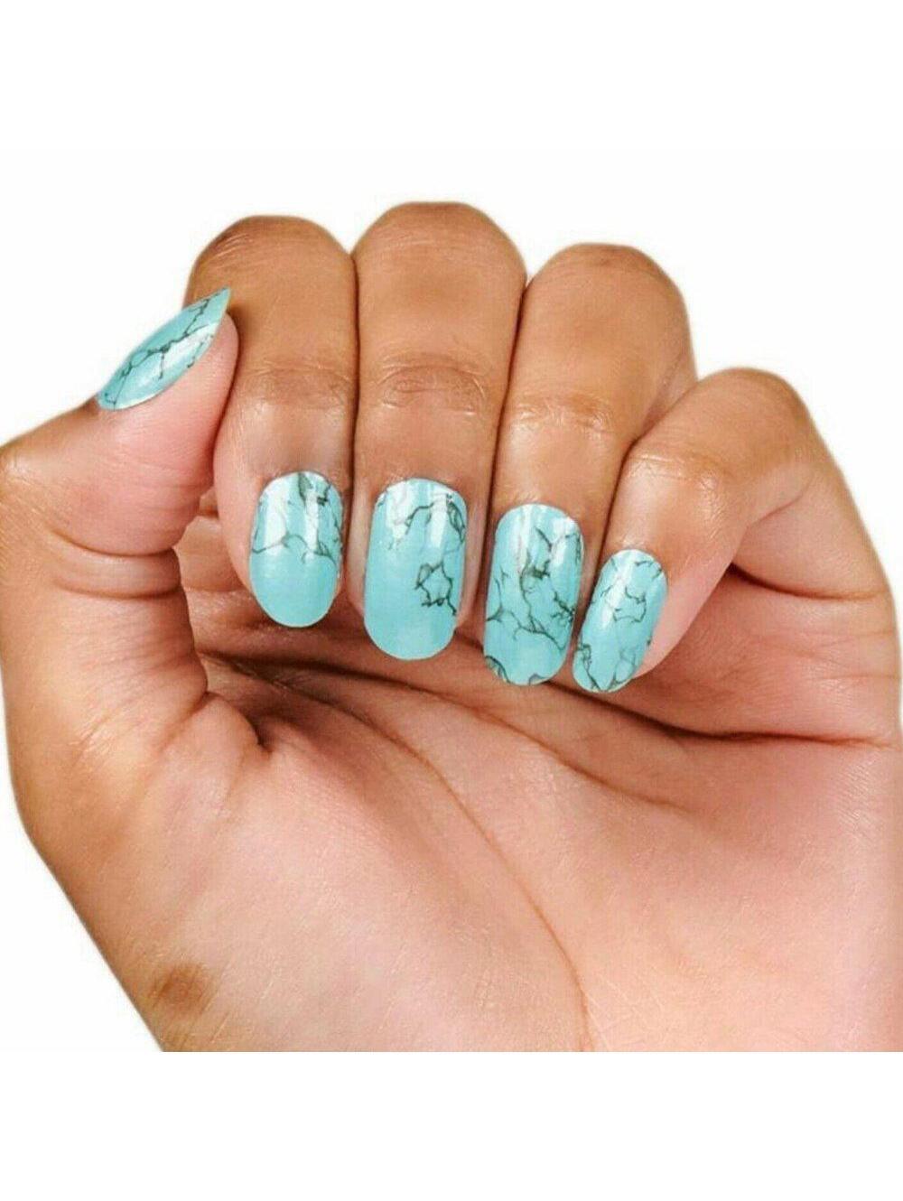 Color Street Mojave Turquoise Southwestern Sky Blue Stone Nail Strips